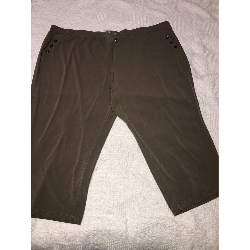 Susan Graver Brown Liquid Knit Straight Leg Crop Pants Women’s Size 3X New